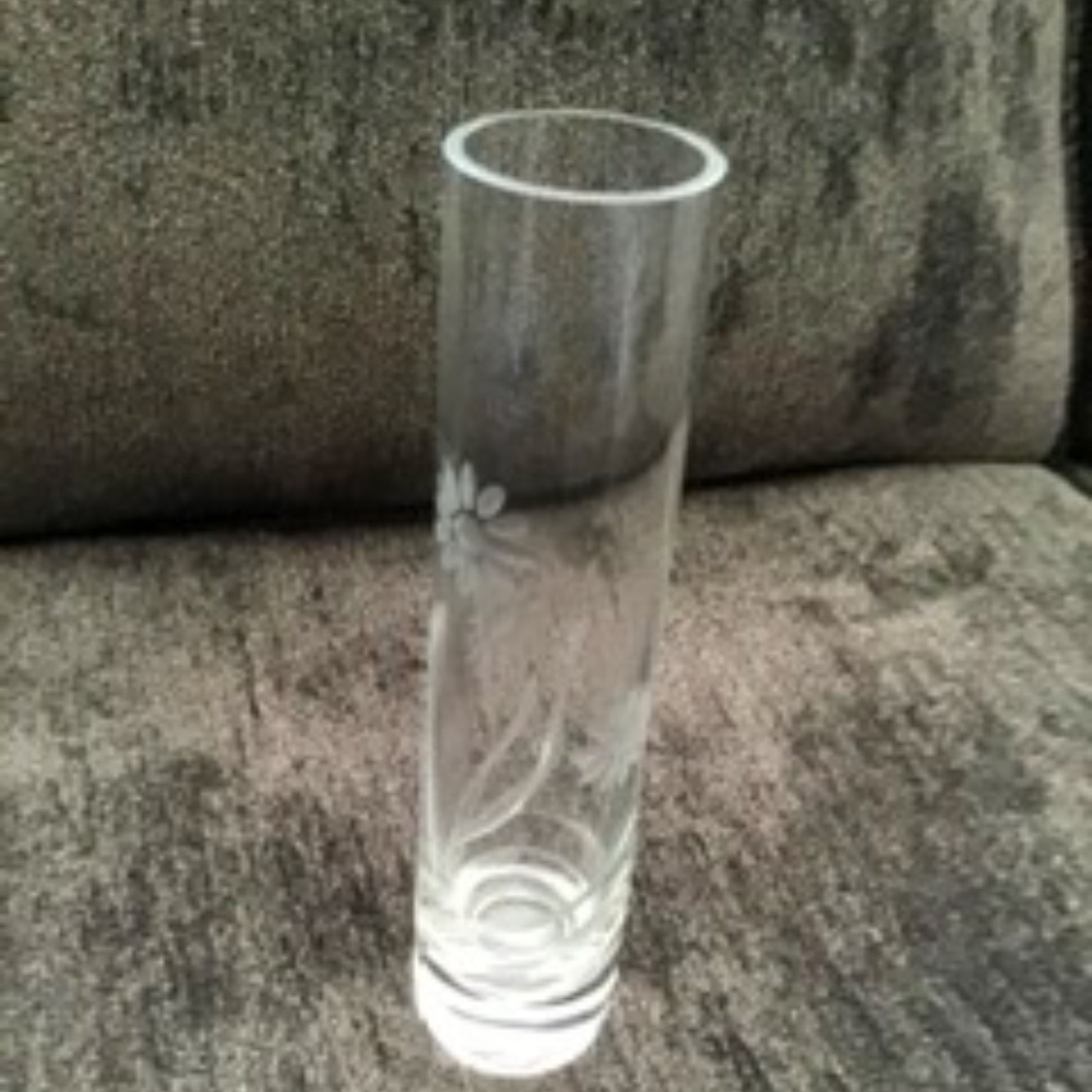 Vintage etched glass vase
